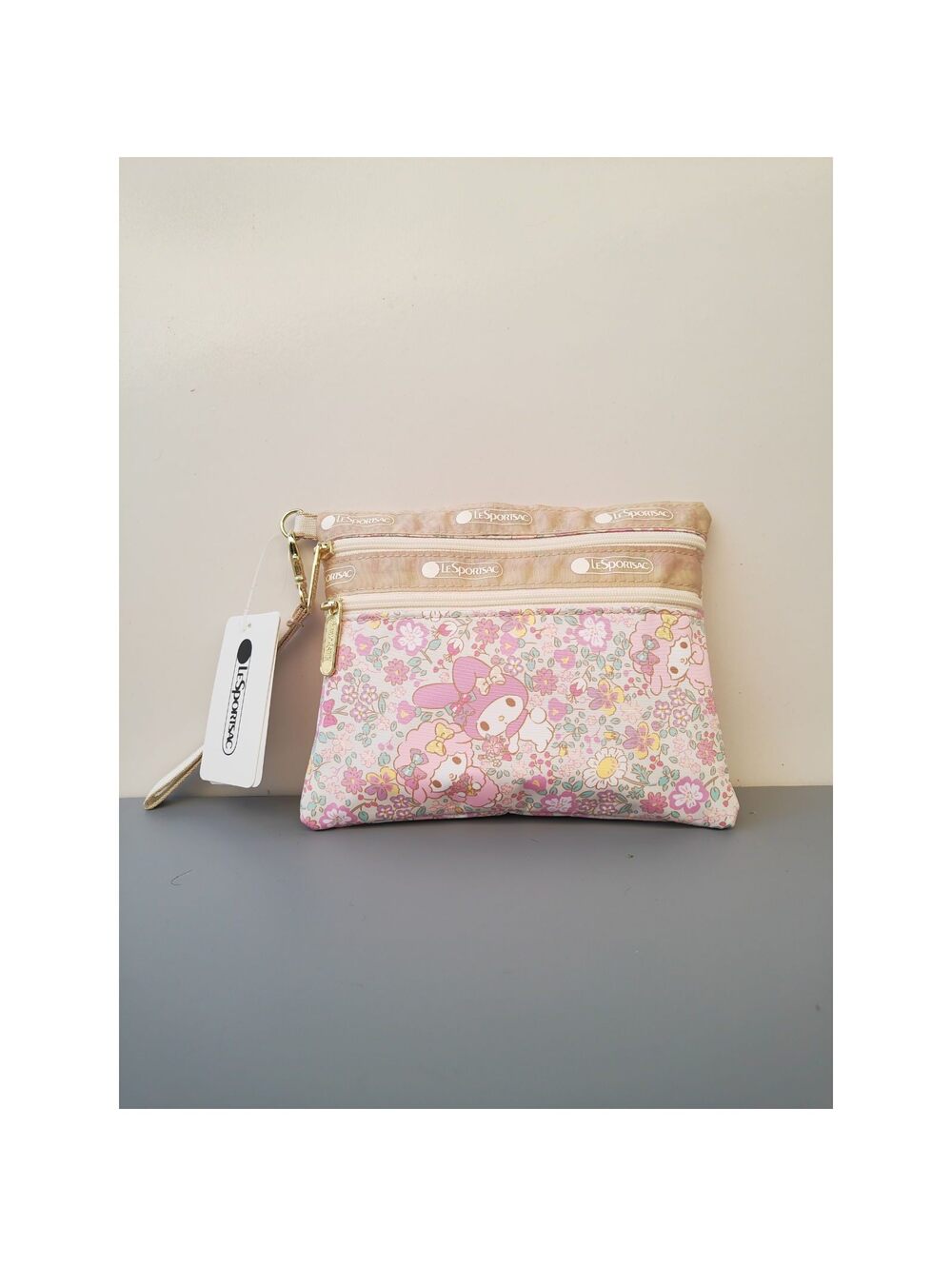 Lesportsac x My Melody Flower 2zipper Wristlet Pouch NWT